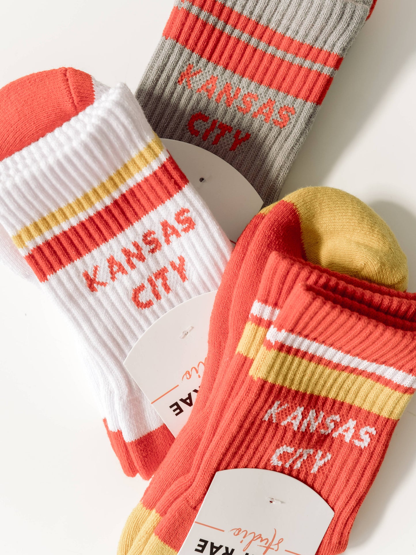 Unisex Kansas City Chiefs NFL Football Crew Socks Red & Yellow