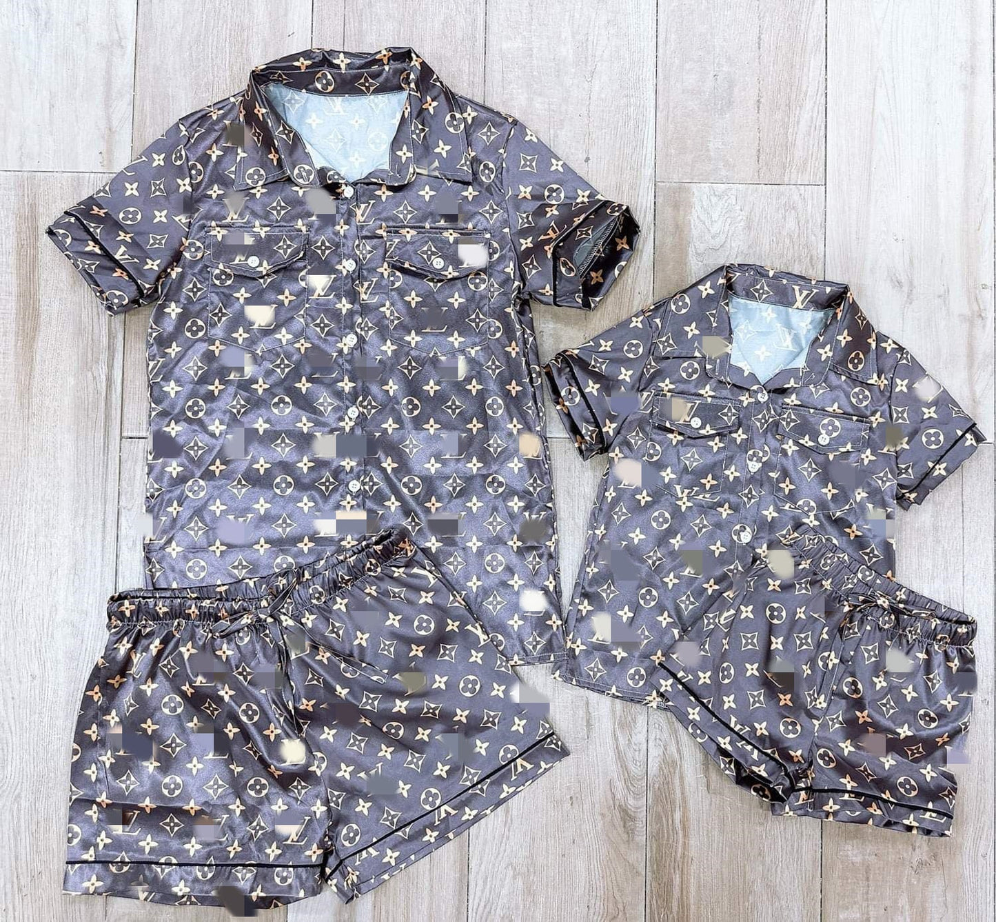 L//v Parent-child Satin Pajamas