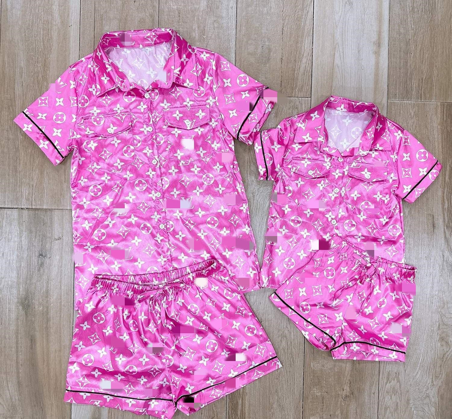 L//v Parent-child Satin Pajamas