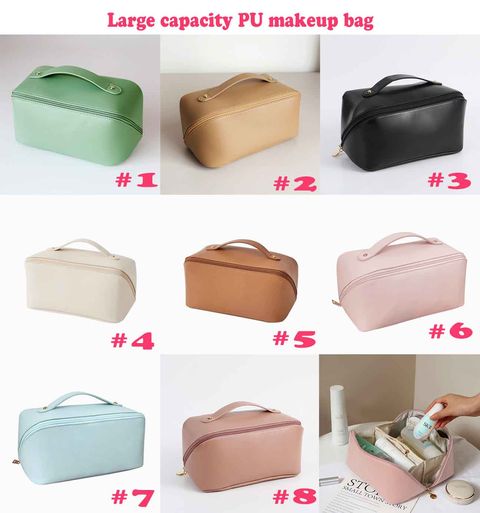 Large Capacity PU Leather Essentials Pouch Makeup Bag