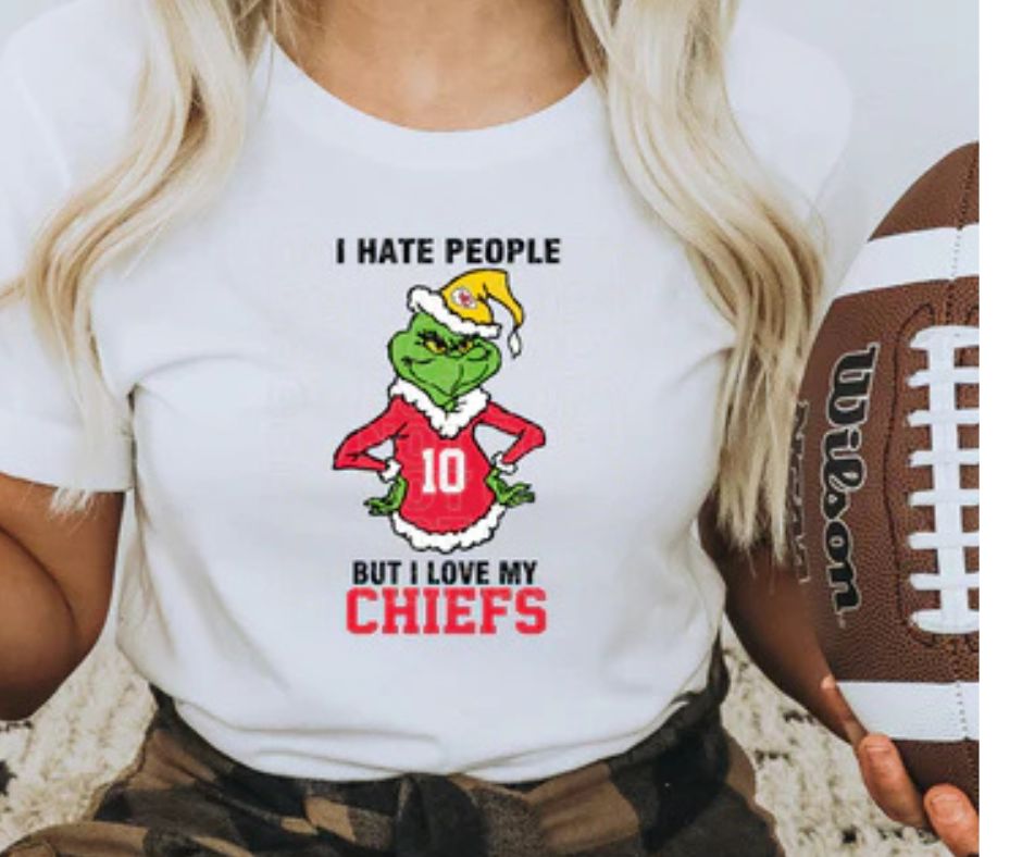 Holiday Christmas Kansas City Football I Hate People Graphic T-Shirt