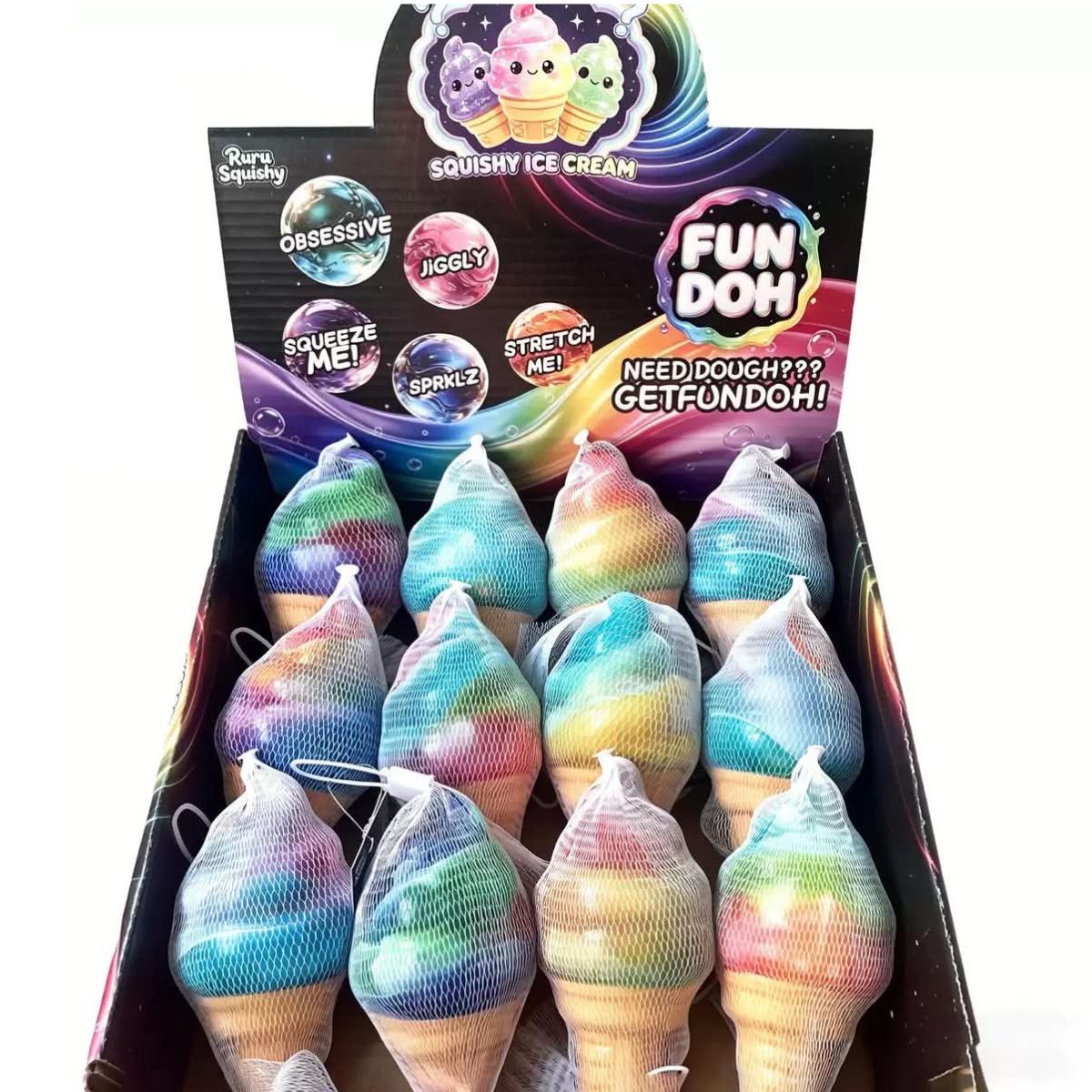 Ice Cream Cone Squishy Slow Rise Foam Sensory Stress Relief Fidget Toy Fun Doh