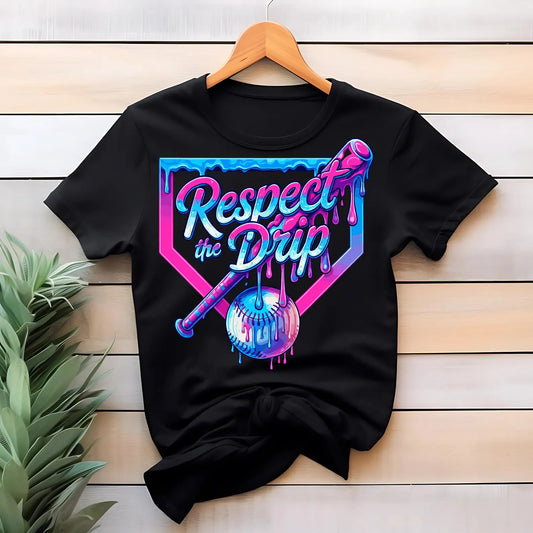 Youth Sports Respect The Drip Baseball Graphic T-Shirt Gildan Tee