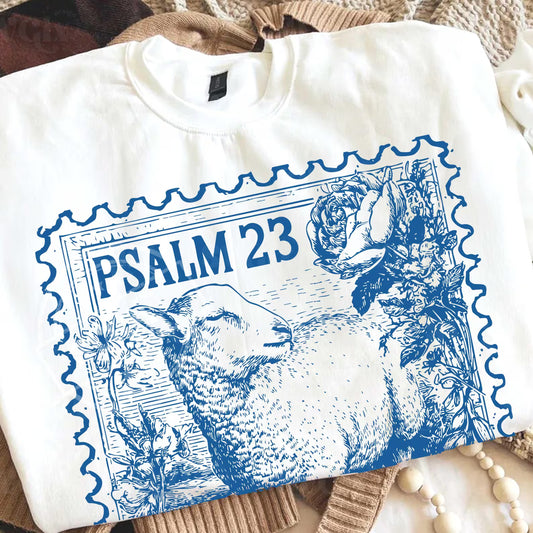 Easter Palms 23 Stamp Graphic T-Shirt Blue Sheep Floral Comfort Colors Tee