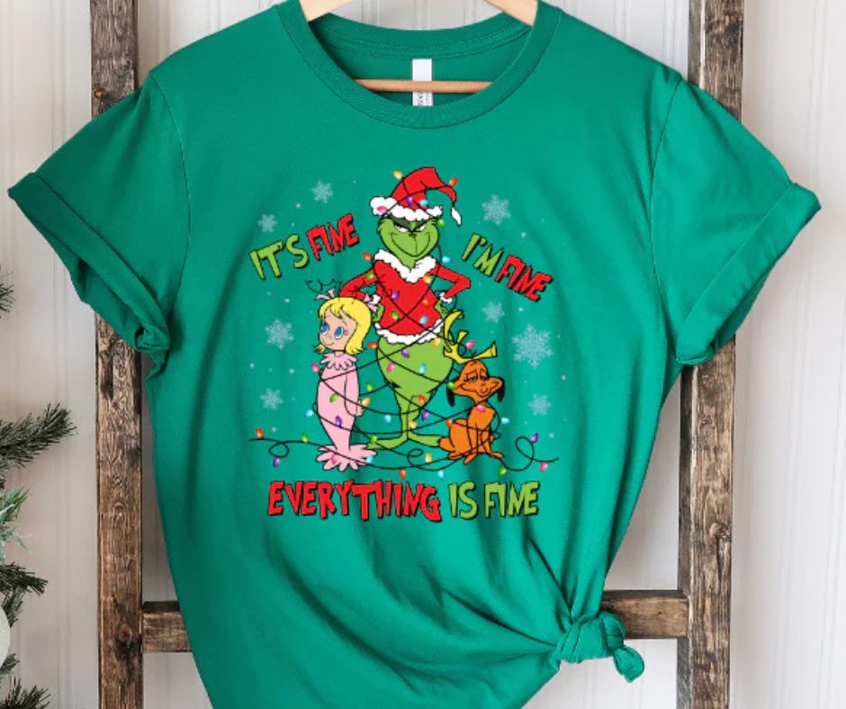 Christmas "I'm Fine Everthing Is Fine" Graphic Bella Canvas Brand Tee