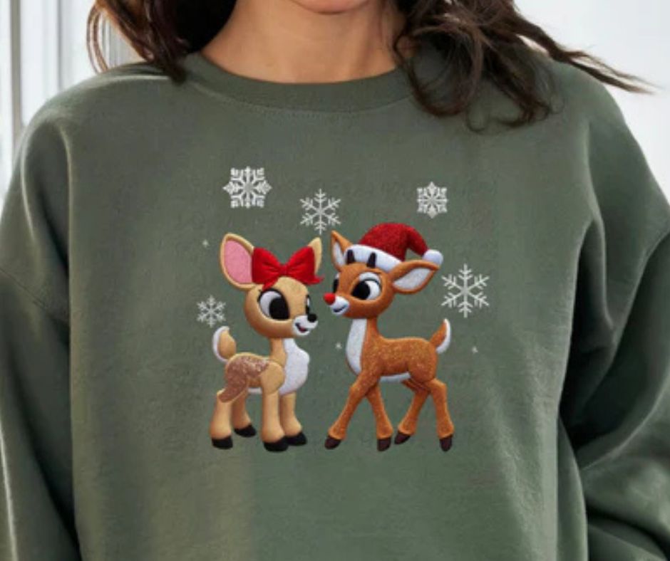 Unisex Christmas Red-Nosed Reindeer Graphic Crewneck Sweatshirt