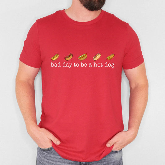 Unisex Gildan Patriotic Bad Day To Be A Hotdog Graphic T-Shirt Fourth Of July Tee