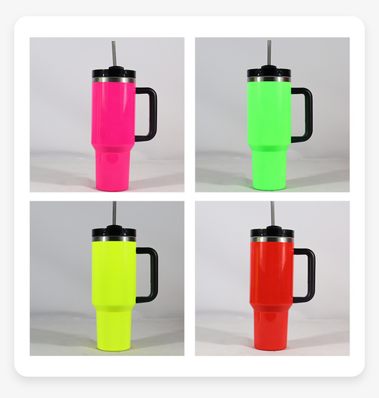 Neon 40 Ounce Insulated Stainless Steel Tumbler with Handle Drinkware Travel Mug