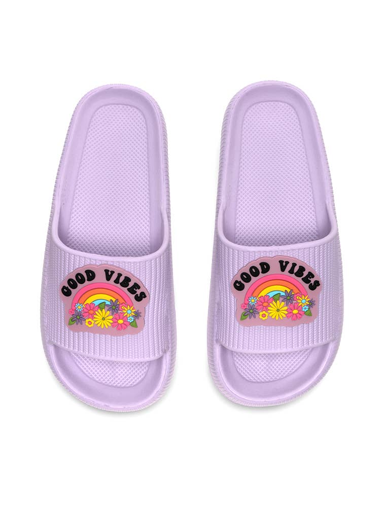 Women's Good Vibes Pool Beach Eva Slides Sandals Lavender Color