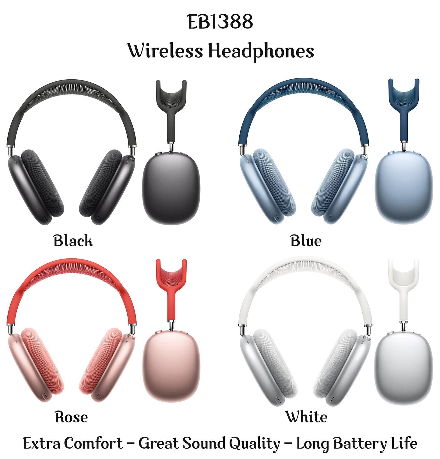 Black Wireless Headphones Superior Quality, Sound & Extra Comfort