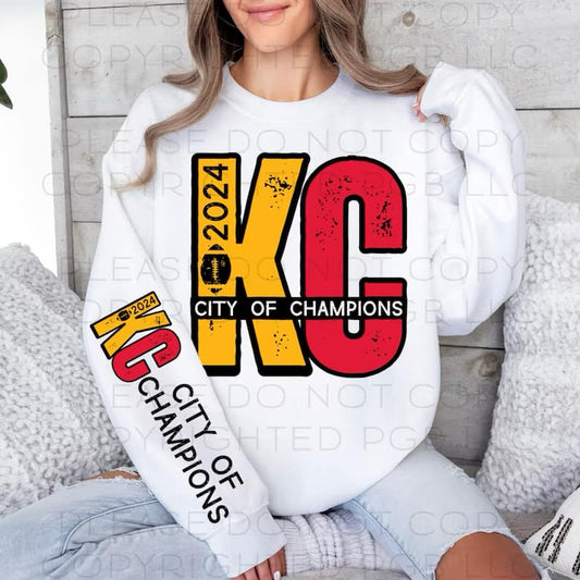 Kansas City KC Chiefs Football Super Bowl City Of Champions 2024 White Sweatshirt