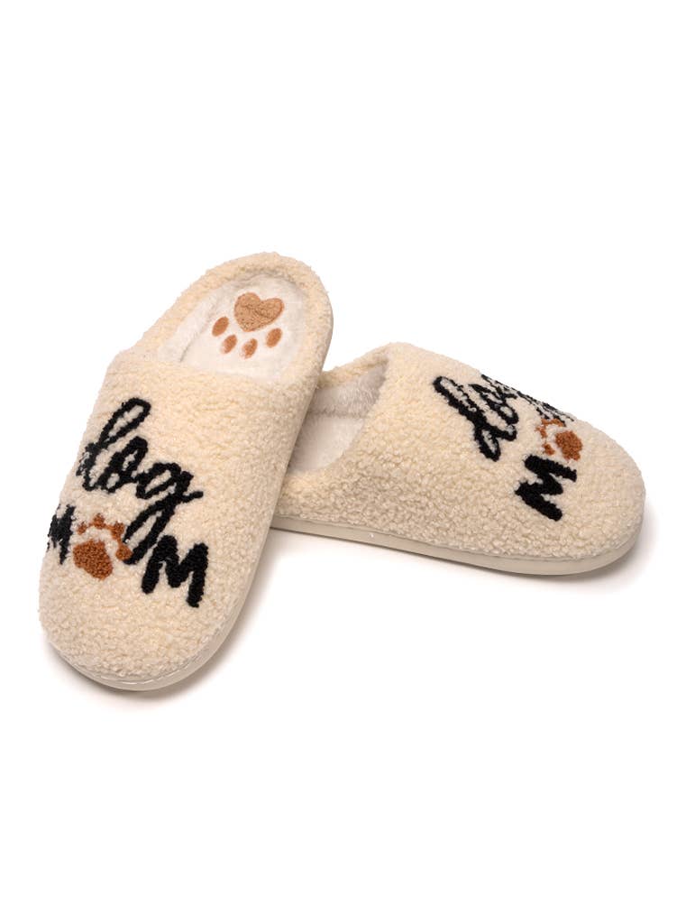 Women's Dog Fur Mom Fuzzzy Cozy Lounge Slippers