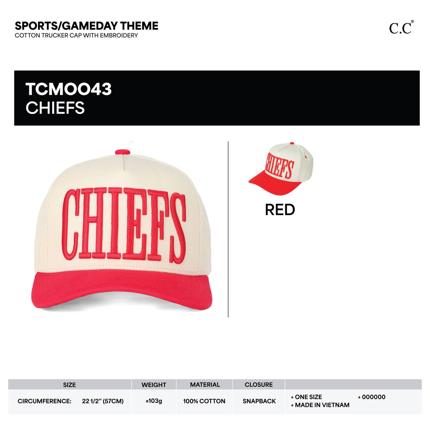 KC CHIEFS Letter Embroidered Snapback Trucker Hat Cap Kansas City Chiefs Football