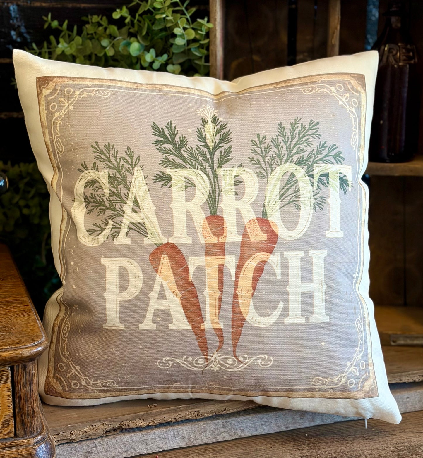 Spring Easter Watercolor Design Canvas Print Throw Pillow Case Bunny Rabbit Carrot Patch
