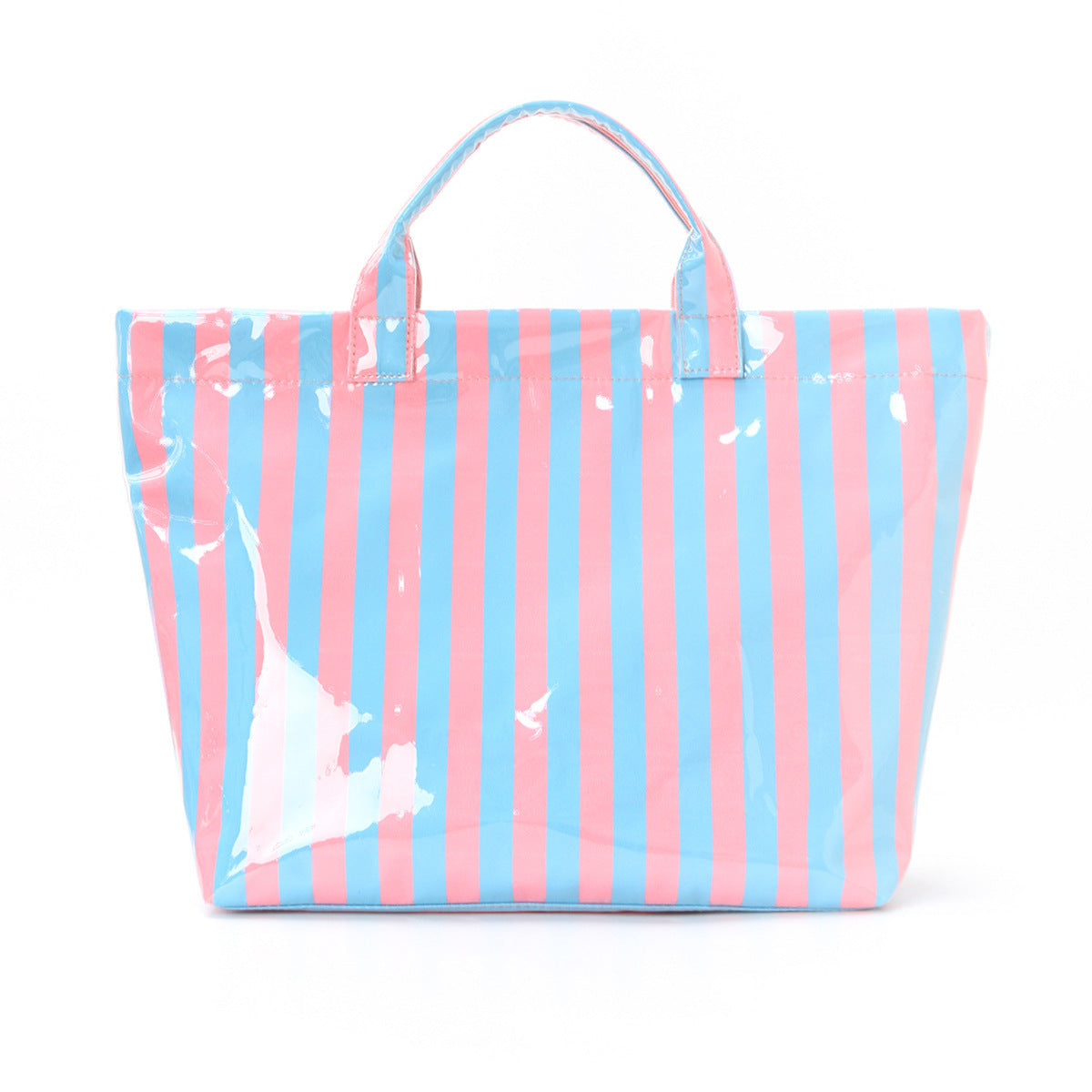 Trending Waterproof Striped PVC Tote Bag Women's Beach Pool Bag