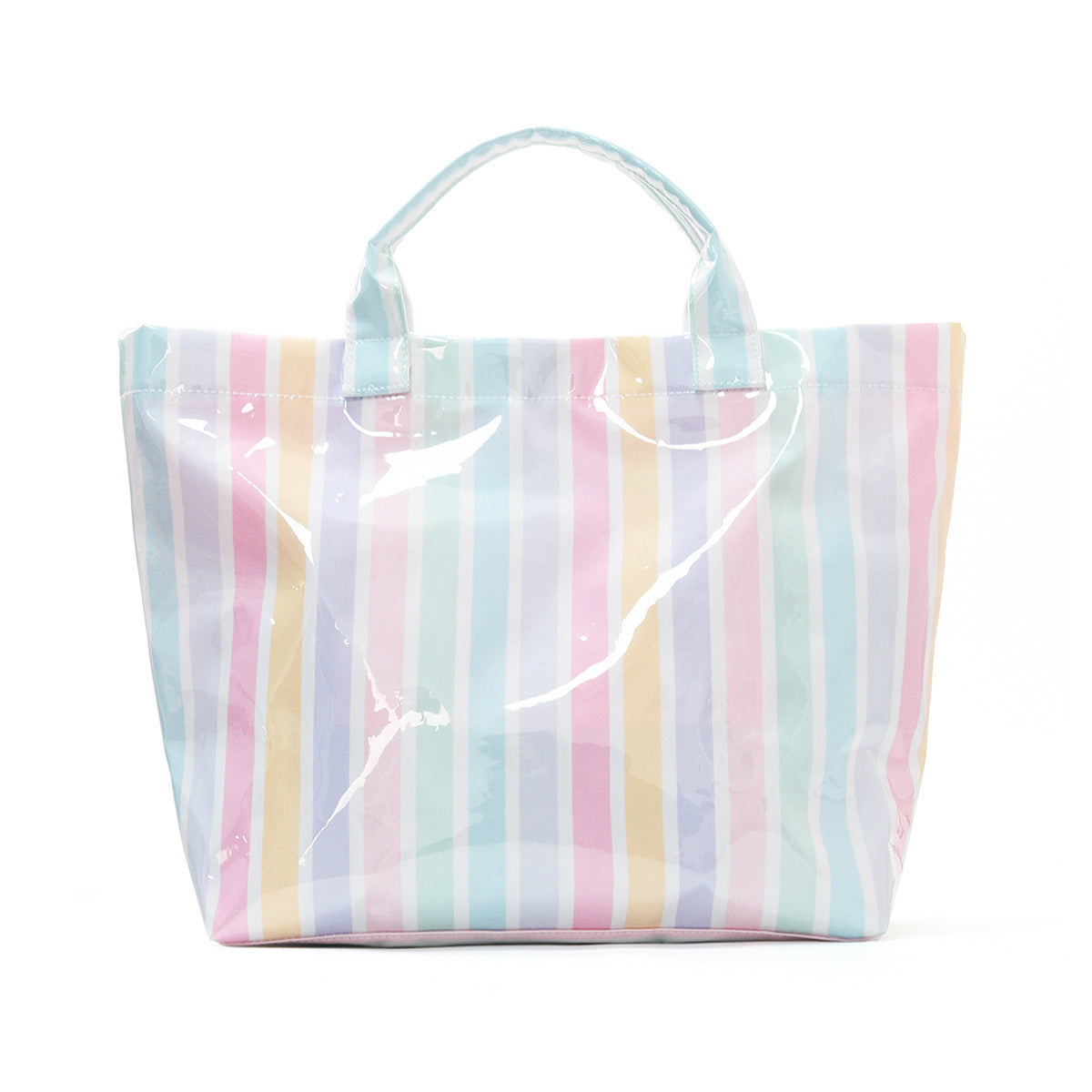Trending Waterproof Striped PVC Tote Bag Women's Beach Pool Bag