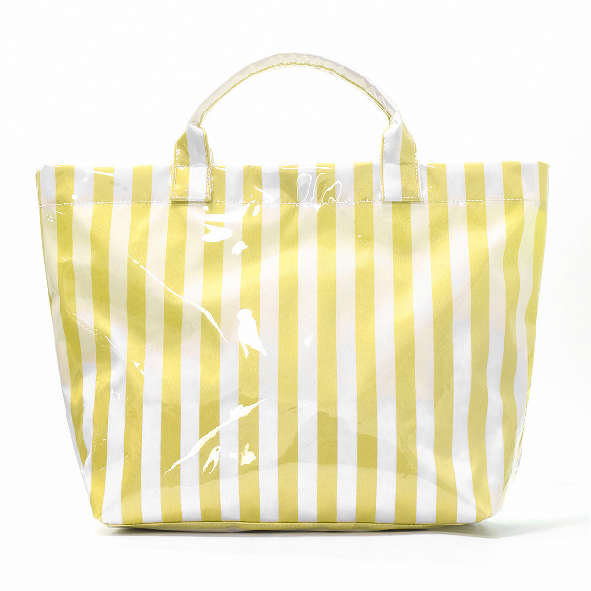 Trending Waterproof Striped PVC Tote Bag Women's Beach Pool Bag
