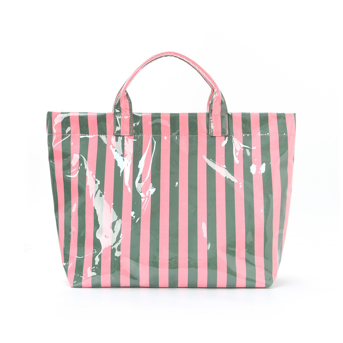 Trending Waterproof Striped PVC Tote Bag Women's Beach Pool Bag