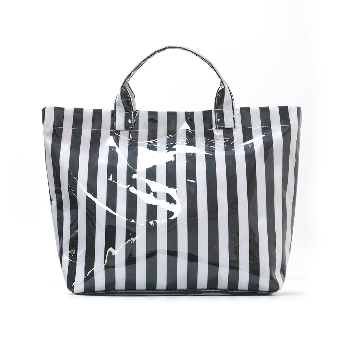 Trending Waterproof Striped PVC Tote Bag Women's Beach Pool Bag