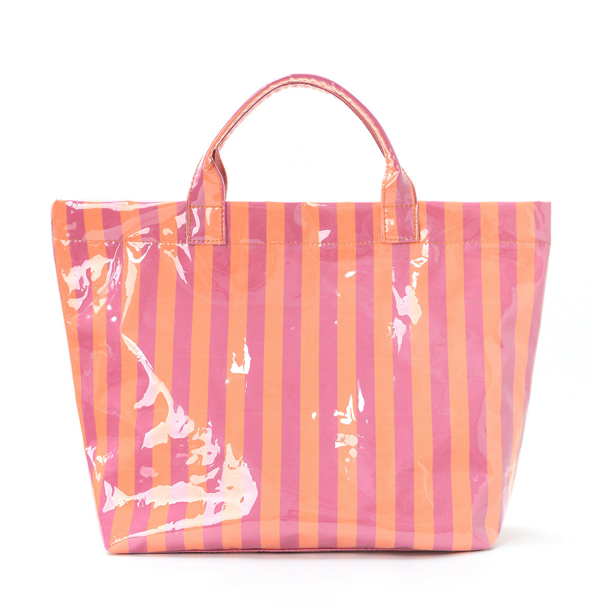 Trending Waterproof Striped PVC Tote Bag Women's Beach Pool Bag