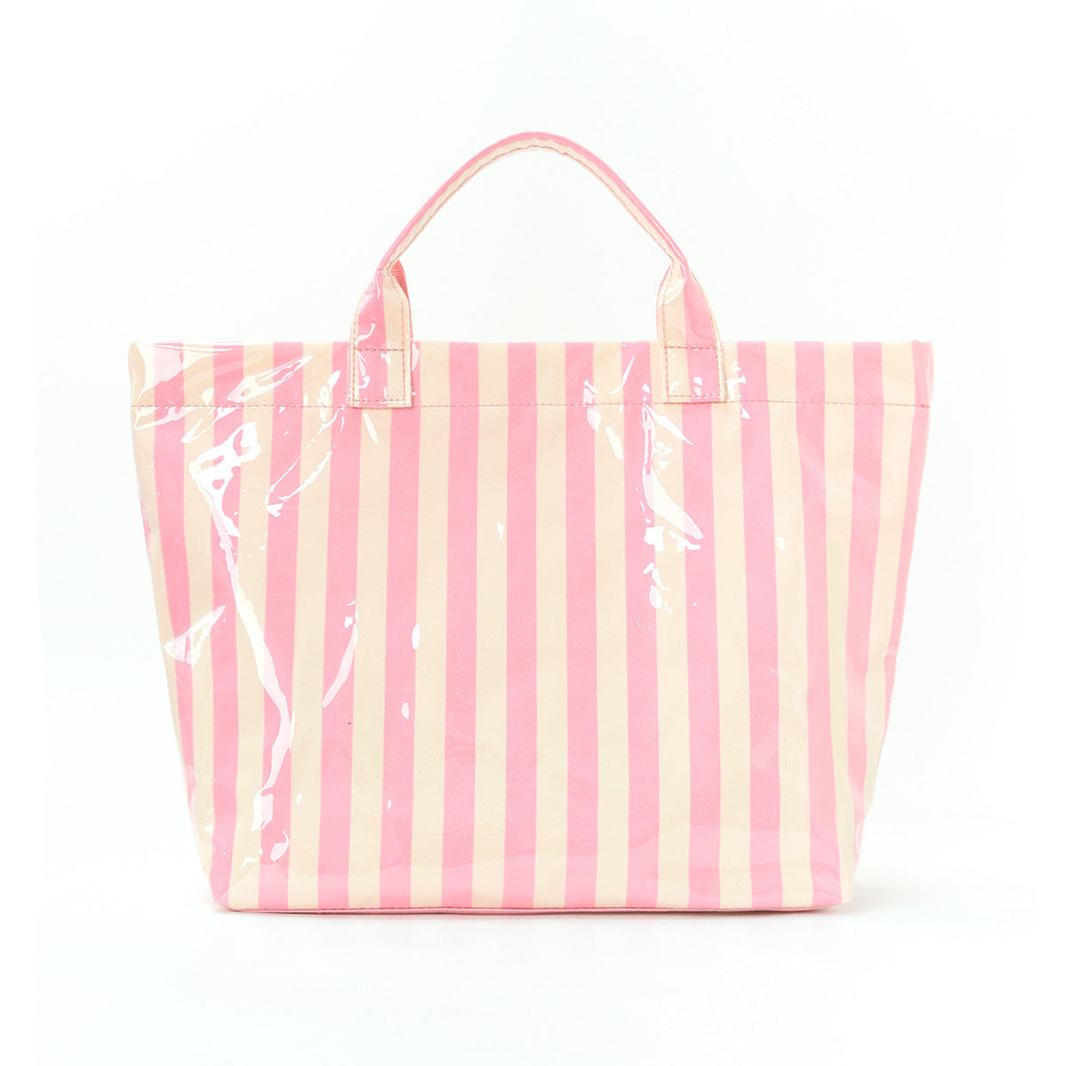 Trending Waterproof Striped PVC Tote Bag Women's Beach Pool Bag