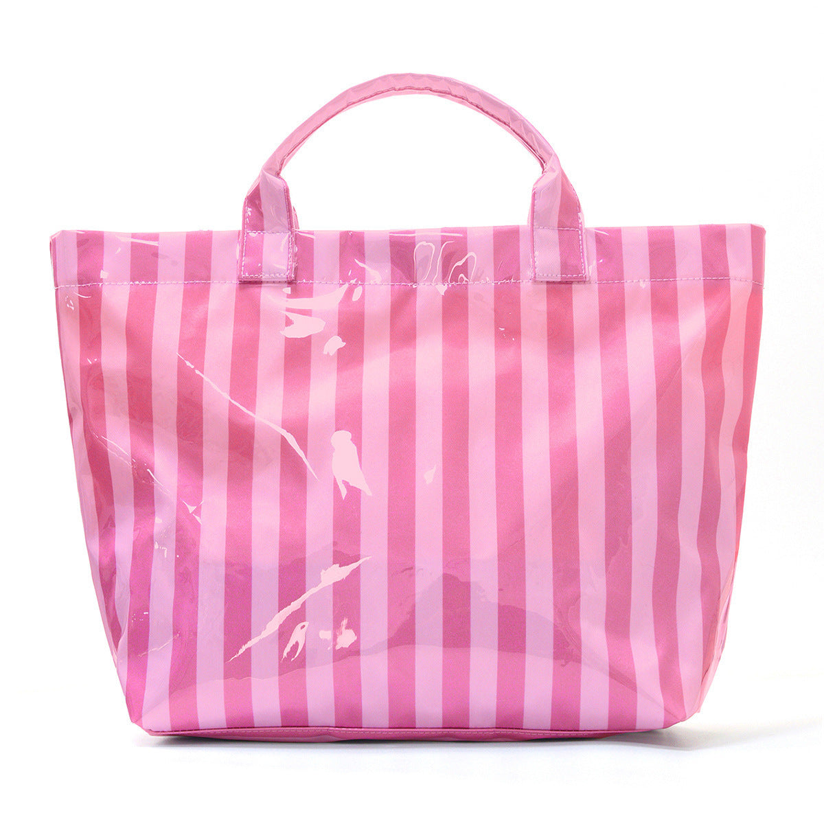 Trending Waterproof Striped PVC Tote Bag Women's Beach Pool Bag