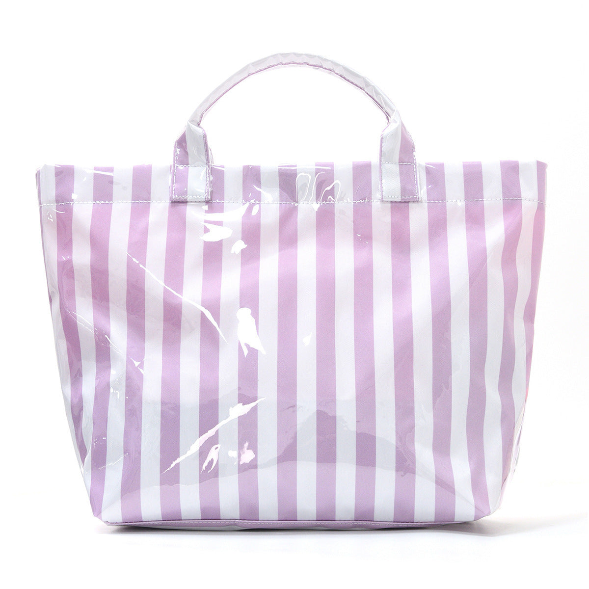 Trending Waterproof Striped PVC Tote Bag Women's Beach Pool Bag