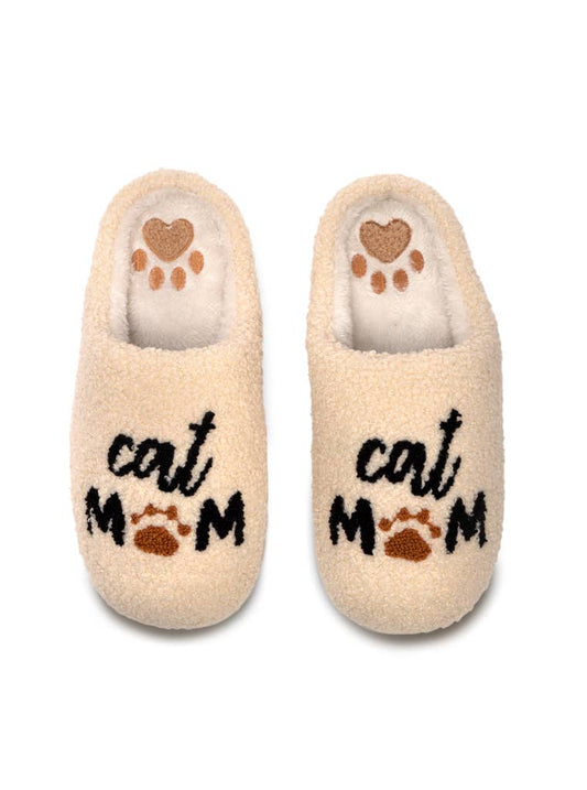 Women's Cat Fur Mom Fuzzy Cozy Lounge Slippers