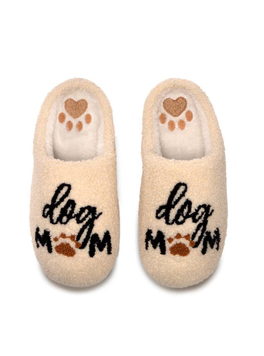 Women's Dog Fur Mom Fuzzzy Cozy Lounge Slippers