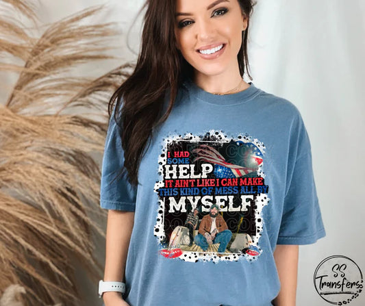 Post Malone Morgan Wallen Fourth Of July Patriotic Unisex Graphic Tee I had Some Help