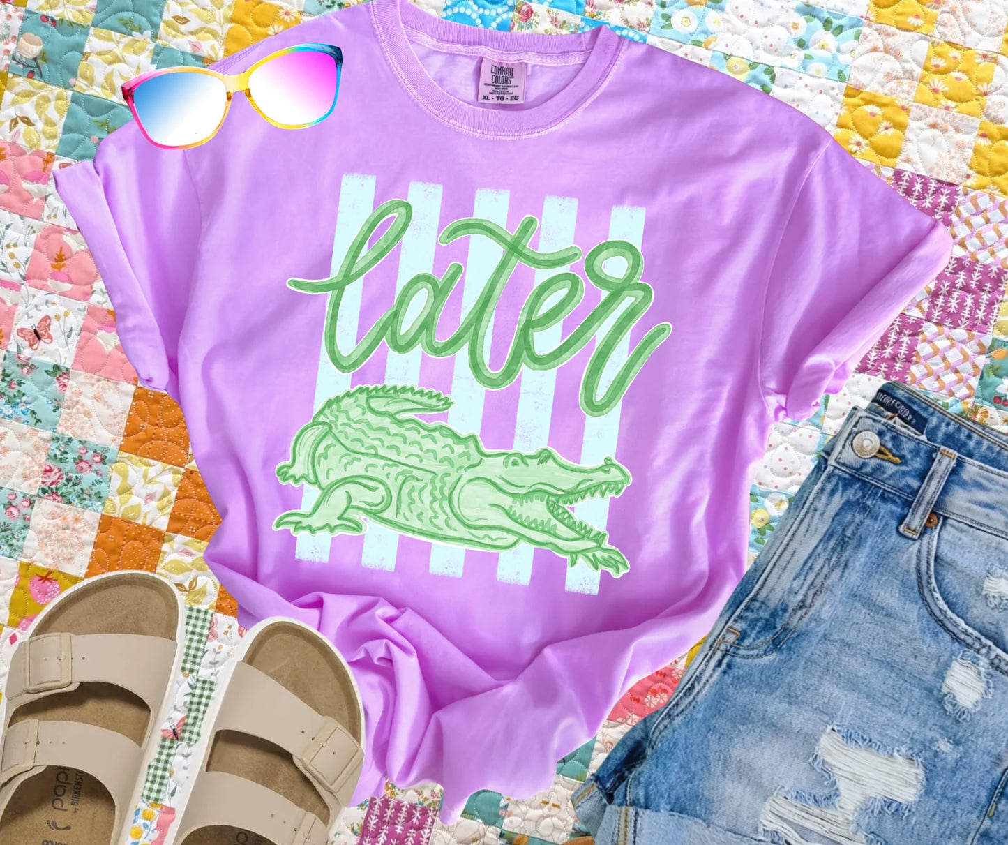 Trendy Unisex Comfort Colors Tee Later Gator Graphic T-Shirt Alligator Stripes