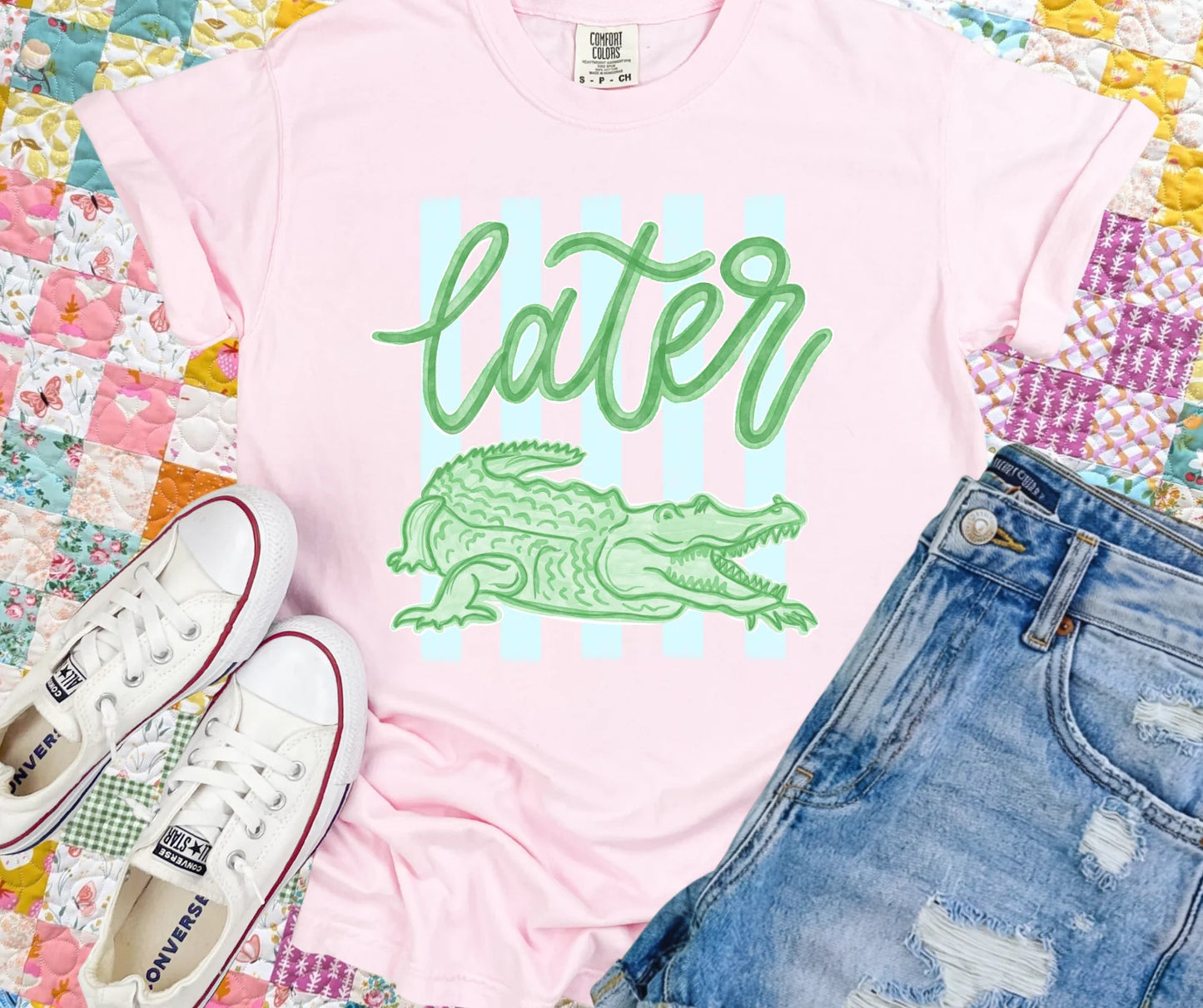 Trendy Unisex Comfort Colors Tee Later Gator Graphic T-Shirt Alligator Stripes