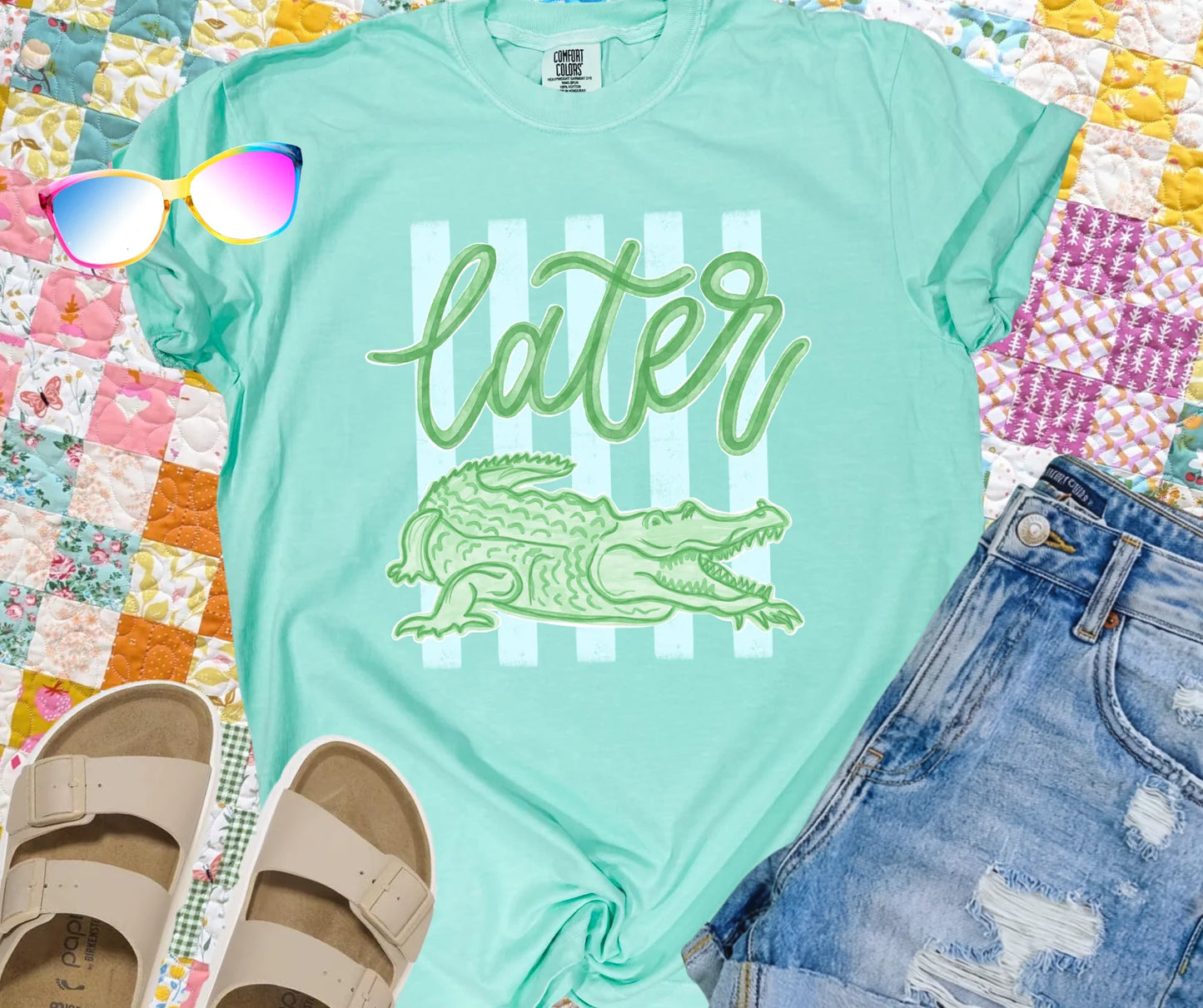 Trendy Unisex Comfort Colors Tee Later Gator Graphic T-Shirt Alligator Stripes