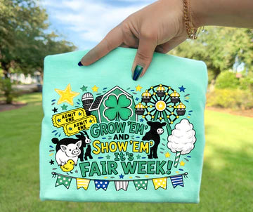 Youth Girls & Boys Grow Em and Show Em It's Fair Week Agricultural Graphic Tee Gildan Brand T-Shirt