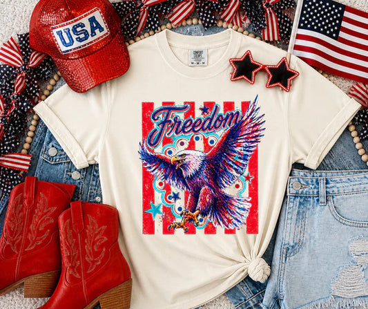 Patriotic Fourth of July Freedom American Eagle Graphic T-Shirt Unisex Comfort Colors Tee