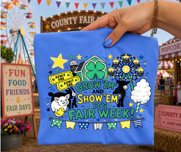 Youth Girls & Boys Grow Em and Show Em It's Fair Week Agricultural Graphic Tee Gildan Brand T-Shirt