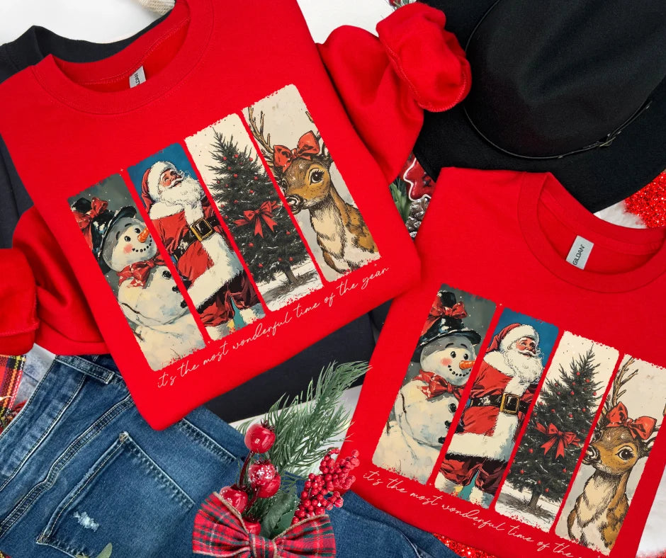 Trendy Viral Holiday "It's The Most Wonderful Time Of The Year" Christmas Graphic Crewneck Sweatshirt