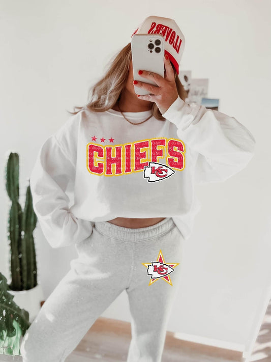 KC Chiefs NFL Football Star Sweatshirt & Sweatpants Cozy Lounge Set