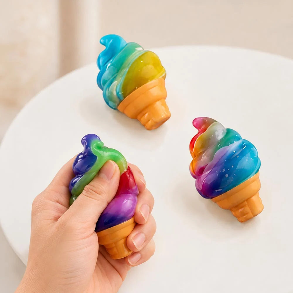 Ice Cream Cone Squishy Slow Rise Foam Sensory Stress Relief Fidget Toy Fun Doh