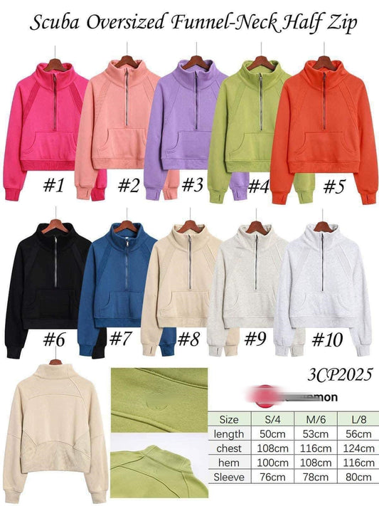 Scuba Oversized Half Zip Pocket Sweatshirt Inspired LU