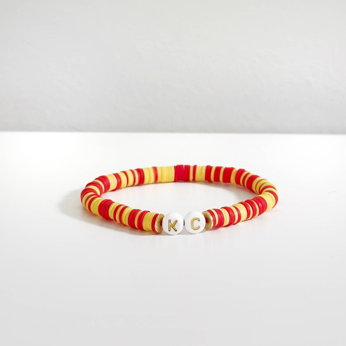 Kansas City Chiefs KC Football Stack Stretch Bracelet Red and Yellow