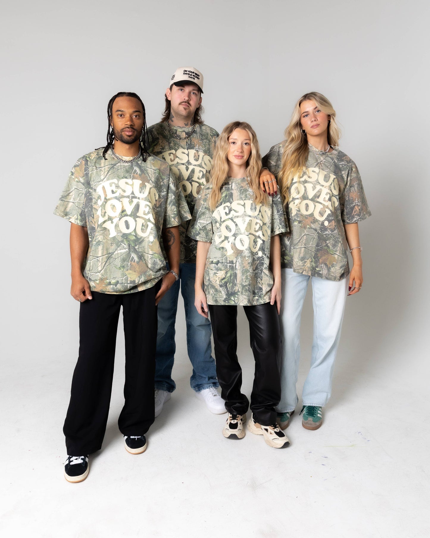 Trending Unisex Jesus Loves You Heavyweight Camo Tee Oversized Camouflage T-Shirt
