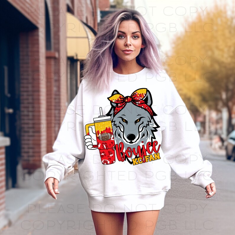 Kansas City Football Boujee KC Fan Women's Crewneck Sweatshirt KC Wolf
