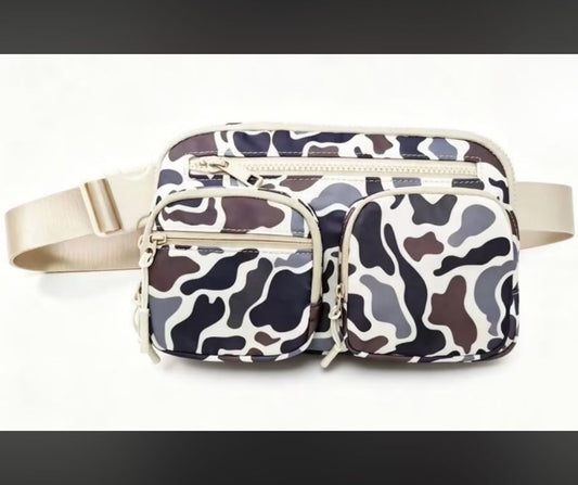 Trendy Camouflage Camo Crossbody Bum Bag Front Pockets Fanny pack