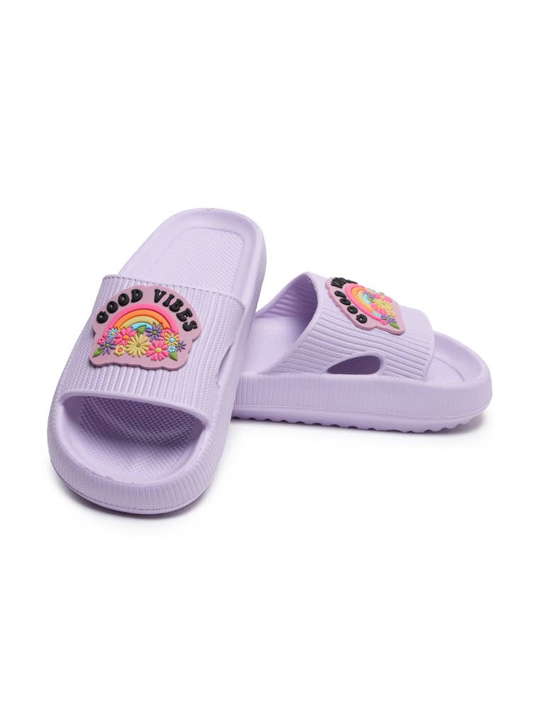 Women's Good Vibes Pool Beach Eva Slides Sandals Lavender Color