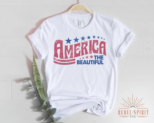 Women's Patriotic America The Beautiful Graphic Tee T-Shirt