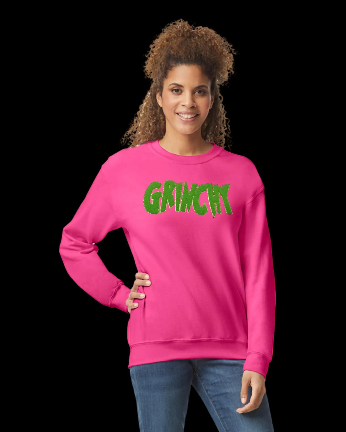 Holiday Christmas Green Mischief Crewneck Sweatshirt with Patch