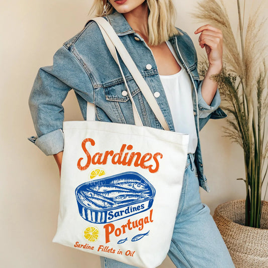 Vintage Look Sardines Portugal Canvas Tote Bag