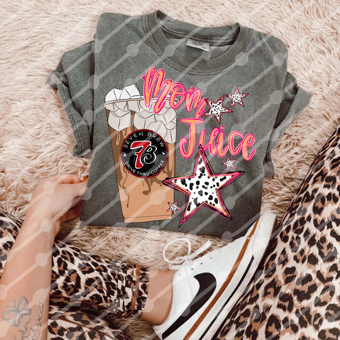 Mom Juice 7 Brew Iced Coffee Graphic T-Shirt Women's Unisex Comfort Colors Tee