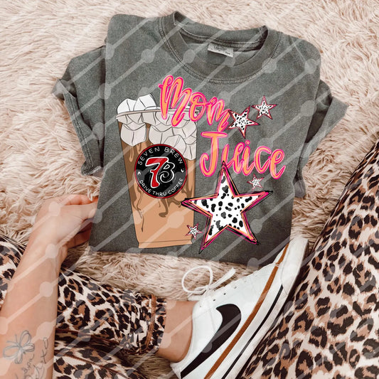 Mom Juice 7 Brew Iced Coffee Graphic T-Shirt Women's Unisex Comfort Colors Tee